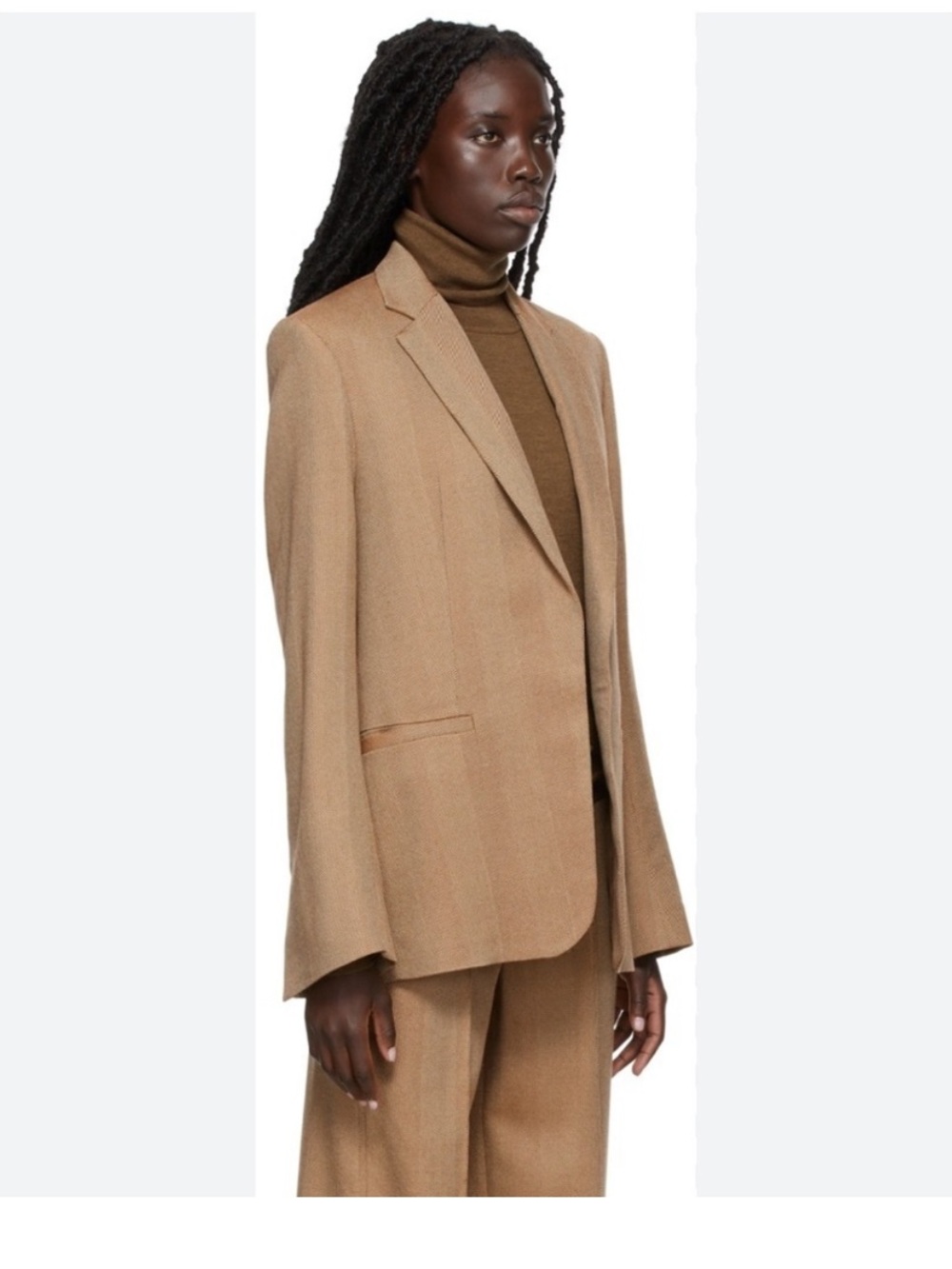 Toteme Blazer Herringbone Wide Lapel in Buttermilk 34
